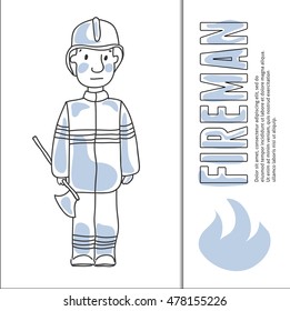 Vector illustration of fireman.