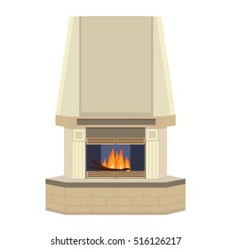 Vector illustration fireplace design. Fireplace house comfortable room warm christmas. 