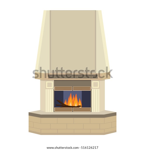 Vector Illustration Fireplace Design Fireplace House Stock Vector