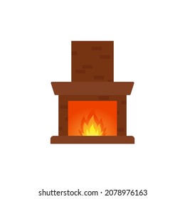 Vector illustration fireplace. Flat design vector illustration isolated on white background.
