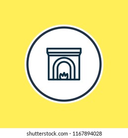 Vector illustration of fireplace icon line. Beautiful architecture element also can be used as firehouse icon element.