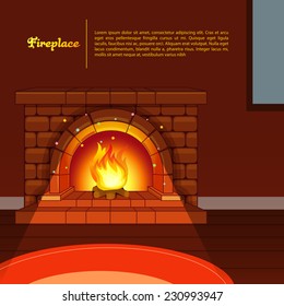 Vector illustration of Fireplace image in room