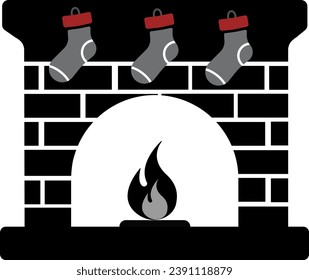vector illustration of a fireplace on a transparent background	