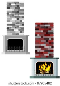 Vector illustration of fireplaces