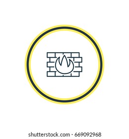 Vector Illustration Of Firewall Outline. Beautiful Security Element Also Can Be Used As Network Protection Element.