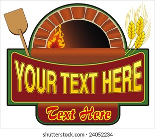 vector illustration of firewood oven with shovel and grain