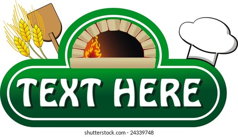 vector illustration of firewood oven with shovel and grain