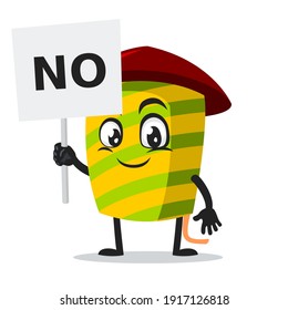vector illustration of firework mascot or character holding sign says no