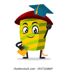 vector illustration of firework mascot or character graduation hat and holding book