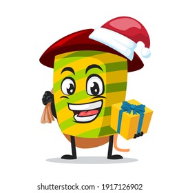 vector illustration of firework mascot or character wearing santa hat