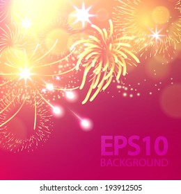 Vector Illustration of Fireworks 