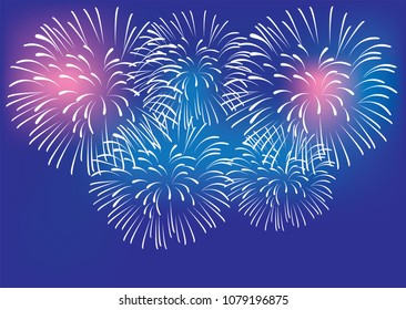 vector illustration of fireworks 4th of July, Christmas, New Years celebration colorful background