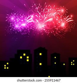 Vector illustration Fireworks against a bright background.
