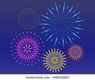 Ilustración vectorial de los fuegos artificiales . Material de fondo.