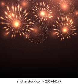 Vector illustration of fireworks. Beautiful vector background of festive night fireworks.