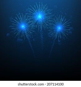 Vector illustration of fireworks. Beautiful vector background of festive night fireworks.