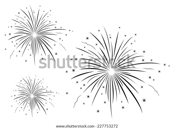 Vector Illustration Fireworks Black White Stock Vector (Royalty Free