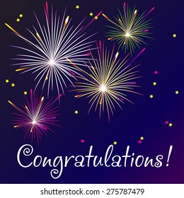 Vector Illustration of Fireworks for congratulation card