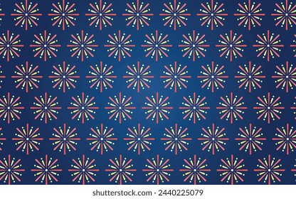 Vector illustration of fireworks display seamless background.