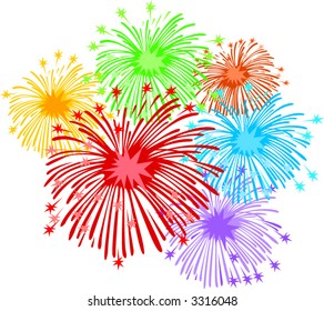 Vector Illustration of Fireworks exploding