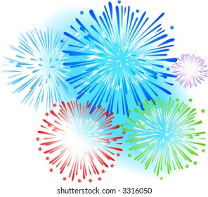 Vector Illustration of fireworks exploding