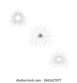 Vector illustration of fireworks exploding in the sky. Welcoming Christmas and New Year.