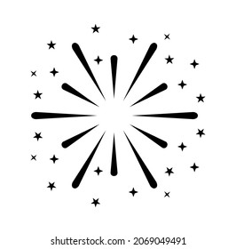 Vector illustration of fireworks explosion with sparks on white background.