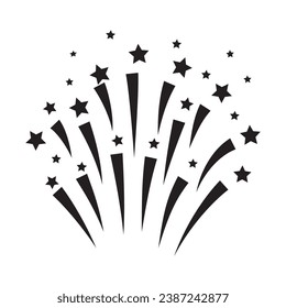 Vector illustration of fireworks explosion with sparks on white background. Icon holiday, new year, birthday.