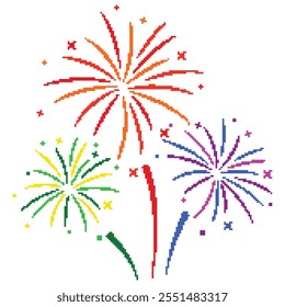 Vector illustration of fireworks, firework, multicolored, multicolored fireworks effect, fireworks light, celebration, new year, image for download
