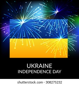 Vector Illustration of a Fireworks and Flag for happy Independence day of Ukraine.
