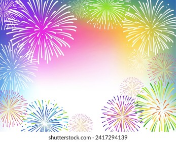 Vector illustration of fireworks frame