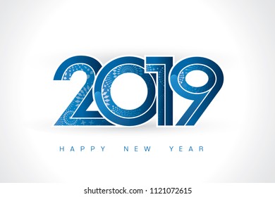 Vector illustration of  fireworks. Happy new year 2019 theme