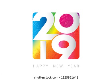 Vector illustration of  fireworks. Happy new year 2019 theme