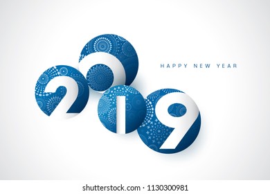 Vector illustration of  fireworks. Happy new year 2019 theme