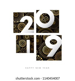 Vector illustration of  fireworks. Happy new year 2019 theme