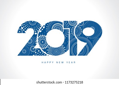 Vector illustration of  fireworks. Happy new year 2019 theme