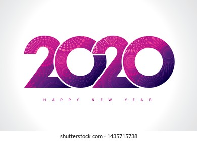 Vector illustration of  fireworks. Happy new year 2020 theme