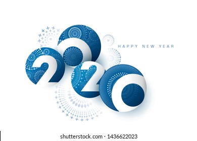 Vector illustration of  fireworks. Happy new year 2020 theme