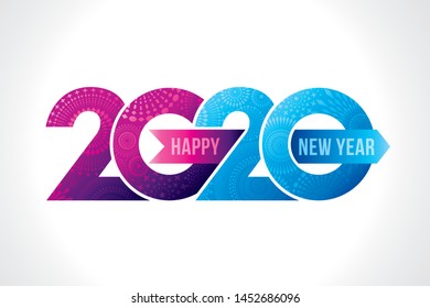 Vector illustration of  fireworks. Happy new year 2020 theme