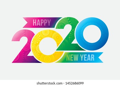 Vector illustration of  fireworks. Happy new year 2020 theme