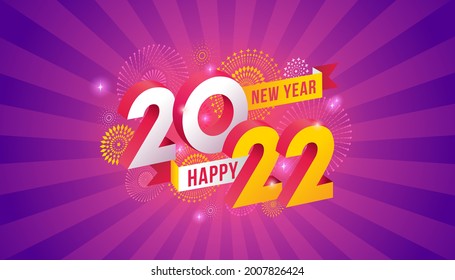 Vector illustration of  fireworks. Happy new year 2022 theme