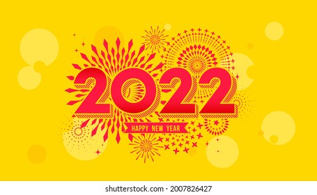 Vector illustration of  fireworks. Happy new year 2022 theme