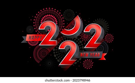 Vector illustration of  fireworks. Happy new year 2022 theme