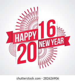 Vector illustration of fireworks. Happy new year 2016 theme