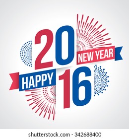 Vector illustration of fireworks. Happy new year 2016 theme