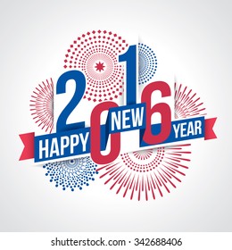 Vector illustration of fireworks. Happy new year 2016 theme