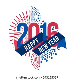 Vector illustration of fireworks. Happy new year 2016 theme