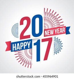 Vector illustration of fireworks. Happy new year 2017 theme