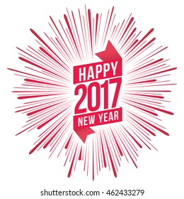 Vector illustration of fireworks. Happy new year 2017 theme