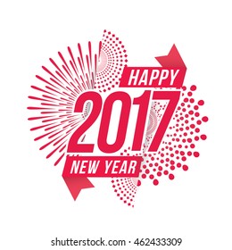 Vector illustration of fireworks. Happy new year 2017 theme